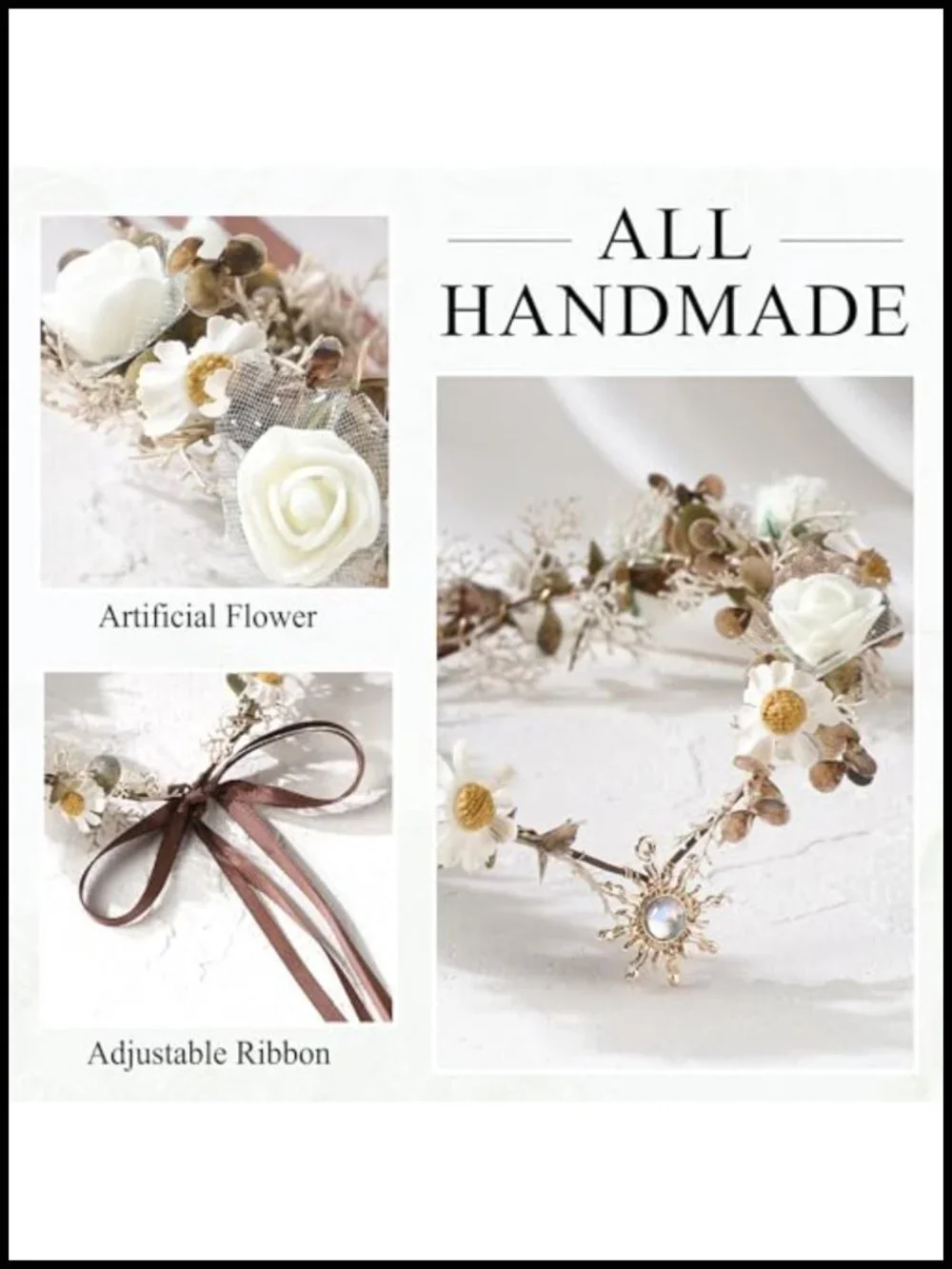 Fairy Flower Crown Daisy Floral Elf Circlet for Renfaire Cosplay